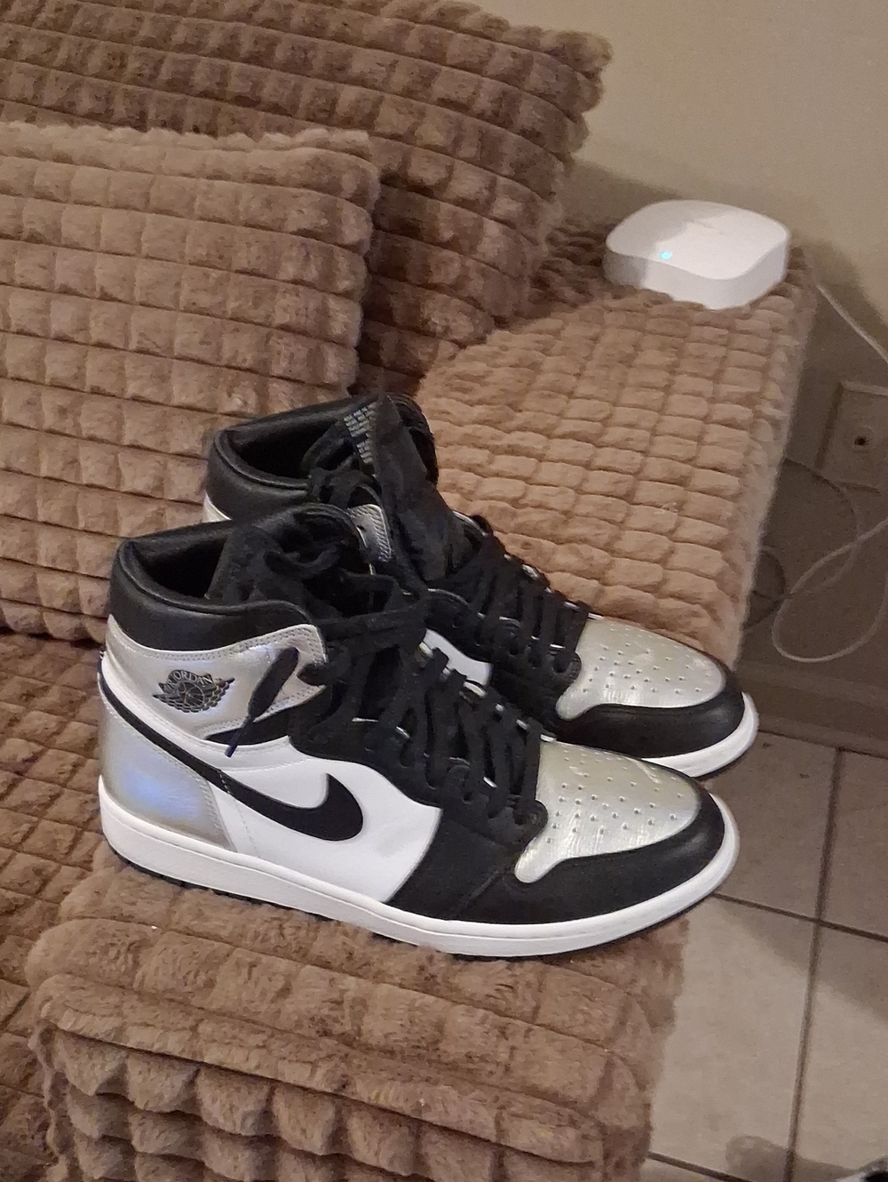 Jordan 1 Mid Silver Black White Men's Sneakers